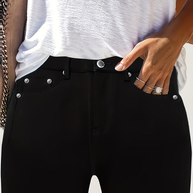 TEMU Plus Size Small Leg Trousers, Style, , Tall-looking, Hip-lifting, Mid-high Waist Small Leg Trousers