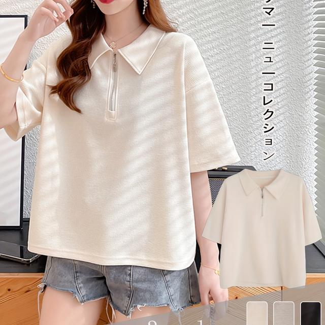 TEMU 女性用サマーシャツ - カジュアル半袖、ハーデザイン、通気性のある生地、ブラック/ホワイト/ライトグレーの、ゴルフやテニスのアウトフィットに最適