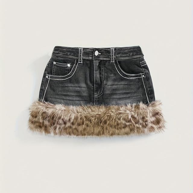 TEMU Y2K Style Retro Plüsch Patchwork Denim