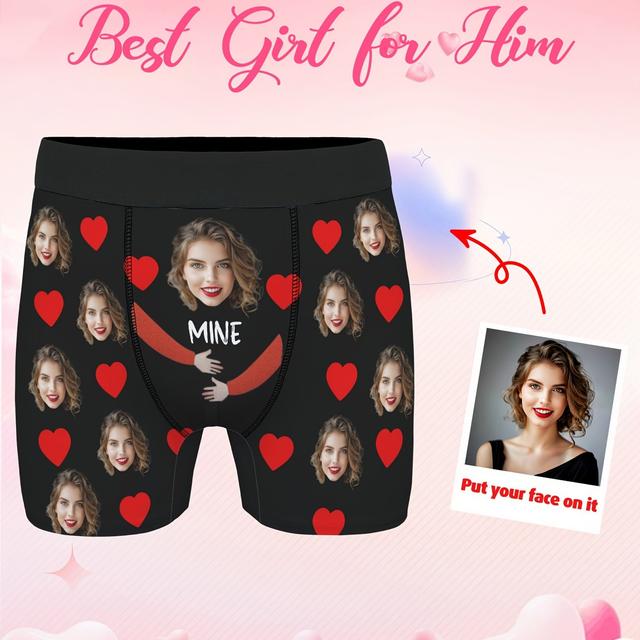 TEMU Personalisierte Herren Boxer Briefs mit Porträt | Hochelastisches Material, ideales Geschenk für Freund oder Ehemann, Valentinstag Edition