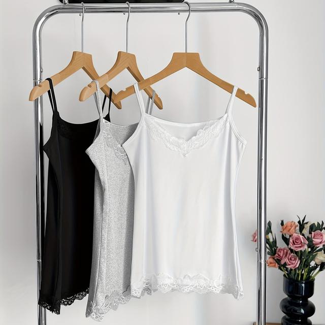 TEMU Three-piece Women's Summer Vest Suspenders Women's Micro Elastic Vest Soft With Solid Color Slim Sexy Suspenders Vest.