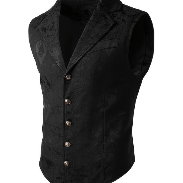 TEMU Men's Vintage Medieval Costume Vest With Gothic Features For Halloween Celebrations.