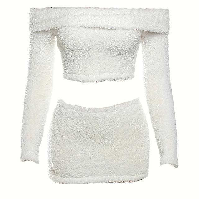 TEMU Комплект З Двох Частин: Спокійна Спідниця І Топ З Довгими Рукавами На Плечі, Жіночий Одяг