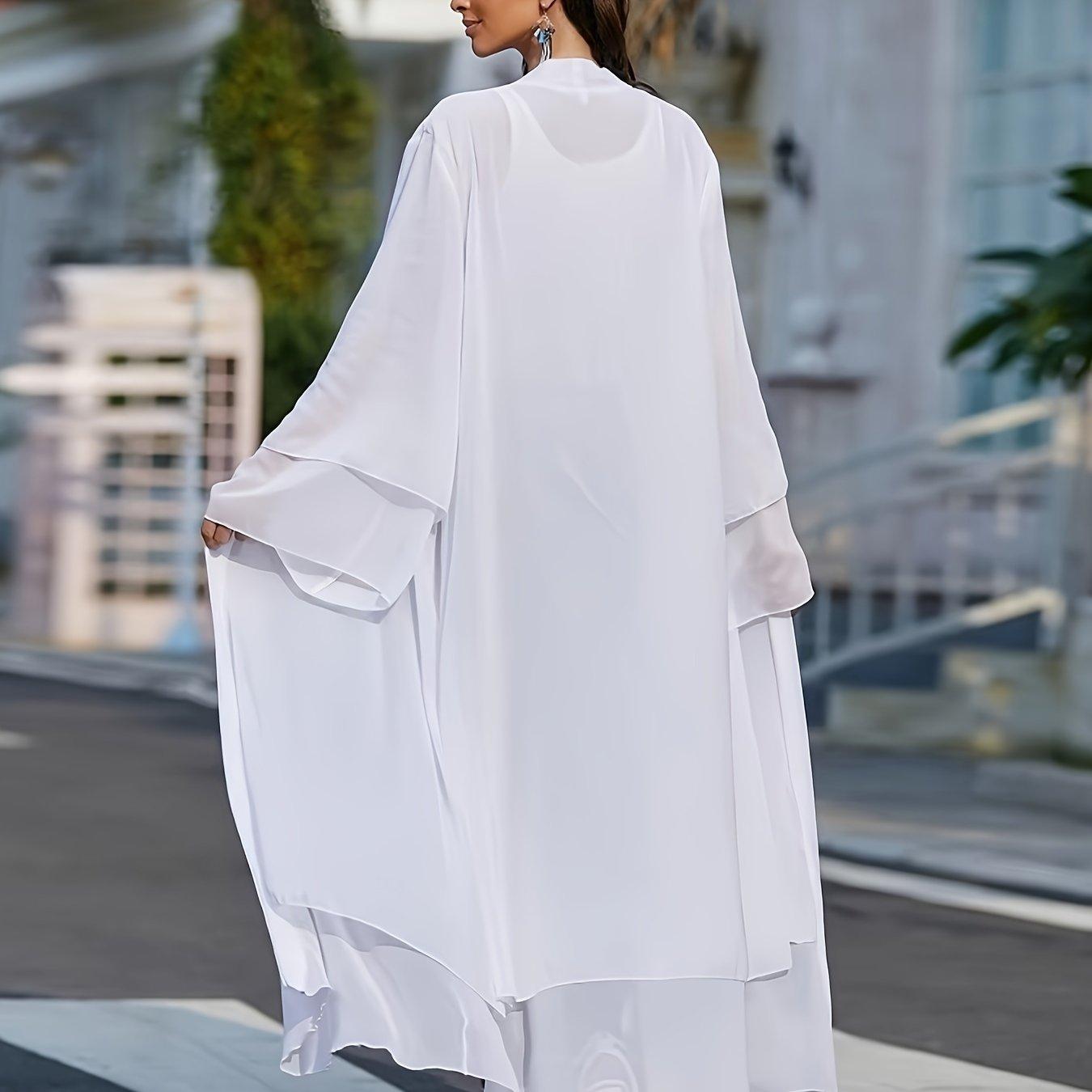 TEMU Robe Longue Maxi Abaya pour Femmes Musulmanes - Manches Élégantes Batwing, Couleur Unie, Style Décontracté et Traditionnel Turc Arabe du Moyen- (Dubai Saoudien)