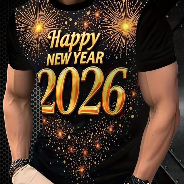 TEMU Men's Print T-shirt, Regular Fit Short-sleeve Round Neck, Breathable Summer Casual Wear, Machine Washable Top, Comfortable Fabric, , Soft Texture, Suitable For