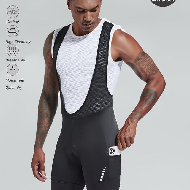 TEMU 1pc Pantalones Cortos de Ciclismo de Carretera para Hombre de y Verano con Tirantes, Tejido 4D , Transpirable, Acolchado, Elasticidad, Pantalones Cortos de Ciclismo para Deportes al
