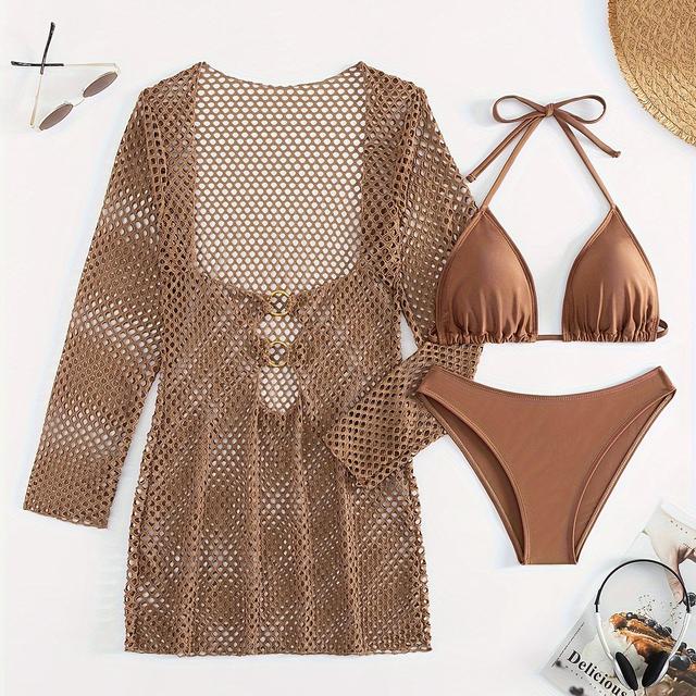 TEMU Maillot de Bain Bikini Triangle avec Paréo