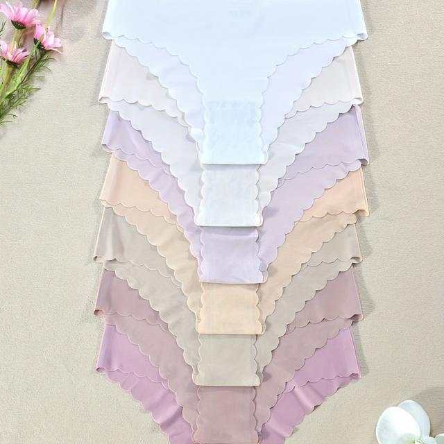 TEMU 7pcs - Autumn And Winter Women's Underwear Seamless Solid Wave Seamless Smooth Comfortable Breathable Women's Underwear