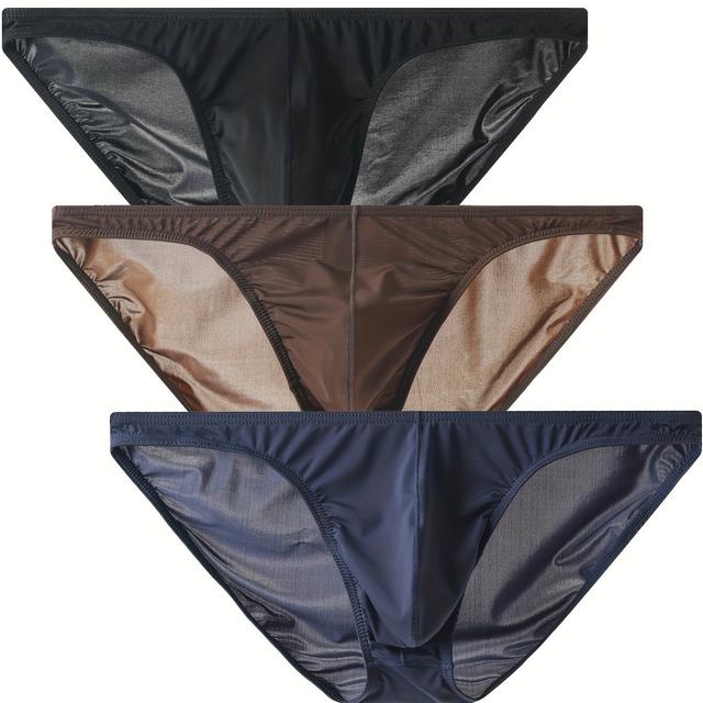 TEMU Un paquete de tres calzoncillos triangulares de corte para hombre, modernos y a , ultrafinos, transparentes, transpirables, shorts frescos para deportes