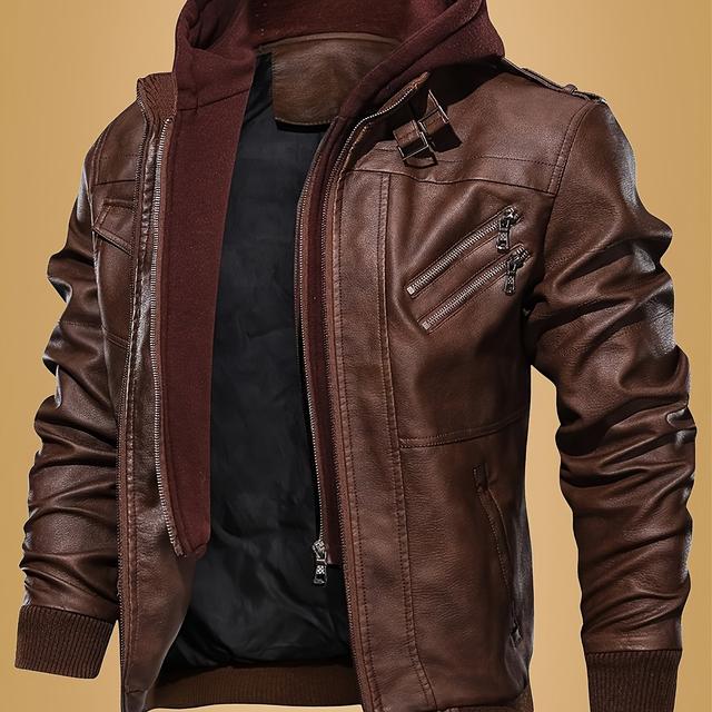 TEMU Chaqueta americana retro de larga para exteriores, y , con múltiples cremalleras y bolsillos, con capucha y diseño a prueba de viento.