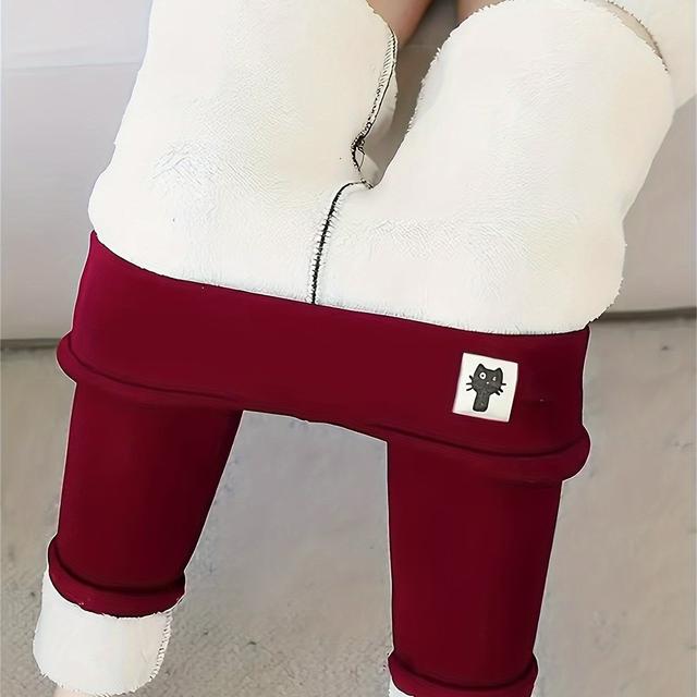 TEMU Leggings cálidos de otoño e invierno para mujer con un lindo estampado de gato, pantalones casuales elásticos de capa base, para fitness y ejercicio