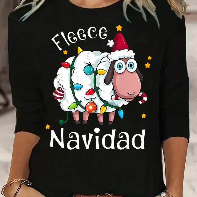 TEMU Christmas Fashion Trends Loose And Comfortable Women's Casual Long-sleeve Round Neck Tops, Perfect For Autumn And Winter Wear