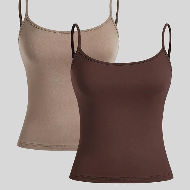 TEMU 2pcs Set Adjustable Strap Solid Color Casual Sexy Camisole Tops