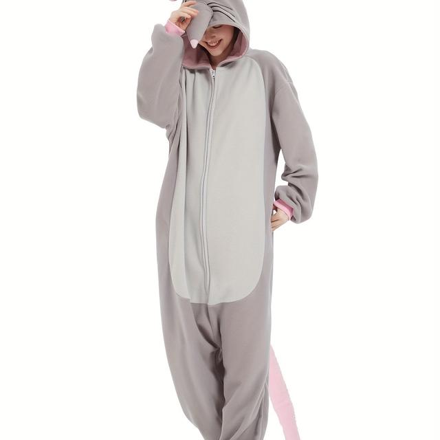 TEMU Women's Cartoon Onesie, Animal Onesie, Halloween Costume, Christmas Party Outfit, Thick Fleece Style For Autumn And Winter, Warm Loungewear For Role Play
