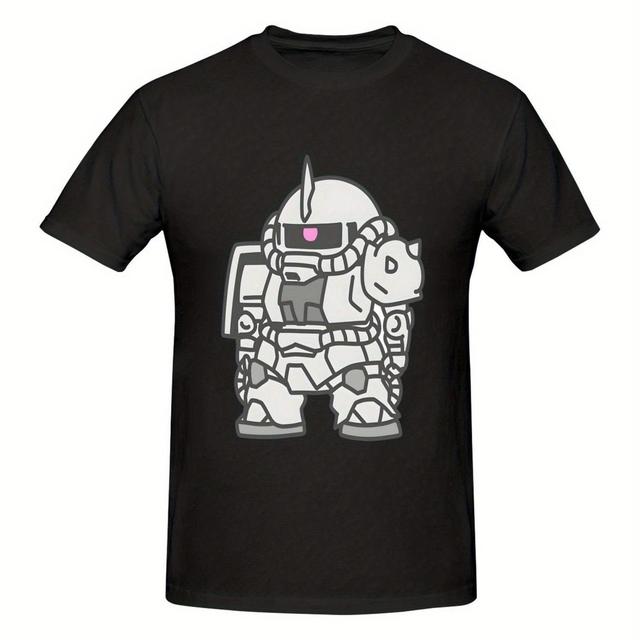 TEMU メンズ ソフトコットン グラフィックTシャツ - なロボットプリント、クルーネック、半袖、吸汗速乾、快適なオーバーサイズフィット、ス夏用カジュアルウェア、カジュアルサマーウェア | スファッション | 滑らかな質感のシャツ、プラスサイズ