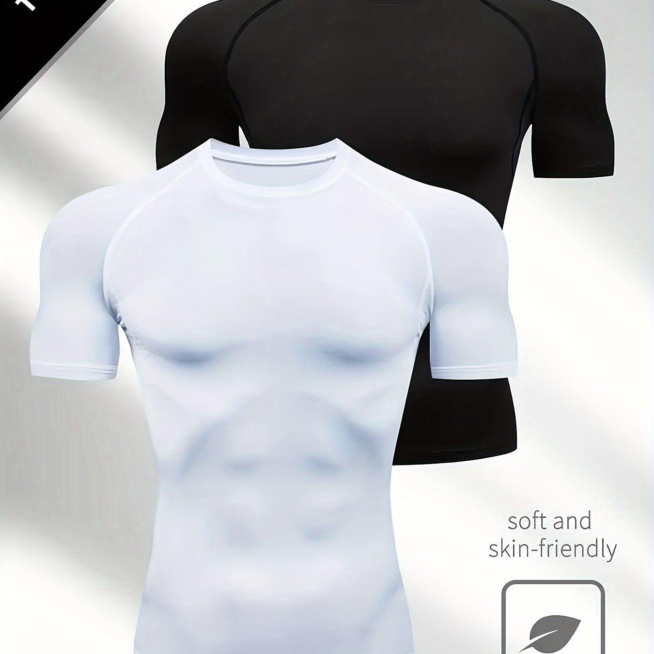 TEMU Conjunto de 2 camisetas Elite de manga corta, transpirables y de secado rápido para hombre
