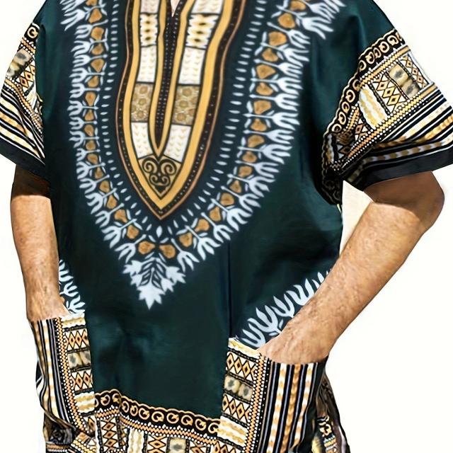 TEMU Plus Size Men's Henry Shirt T-shirt Top Regular Street Vacation Short Sleeve