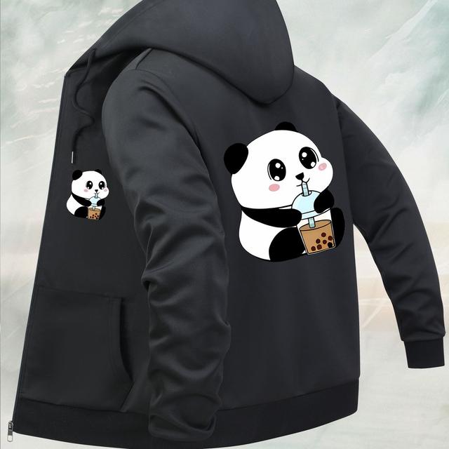 TEMU Chaqueta con capucha para hombre con estampado moderno