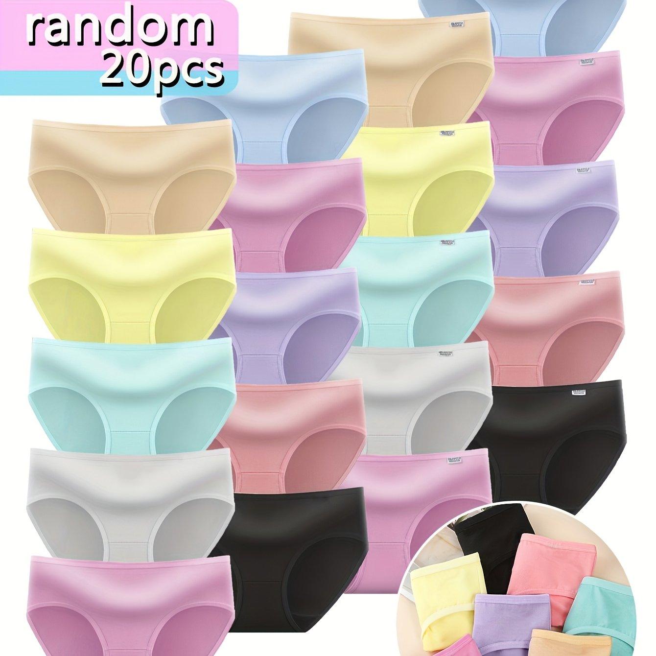 TEMU 20pcs Macaron Colors Briefs For Teen, Soft Comfortable Breathable Elastic Underwear, Knit Fabric, Regular Fit, For Teenager