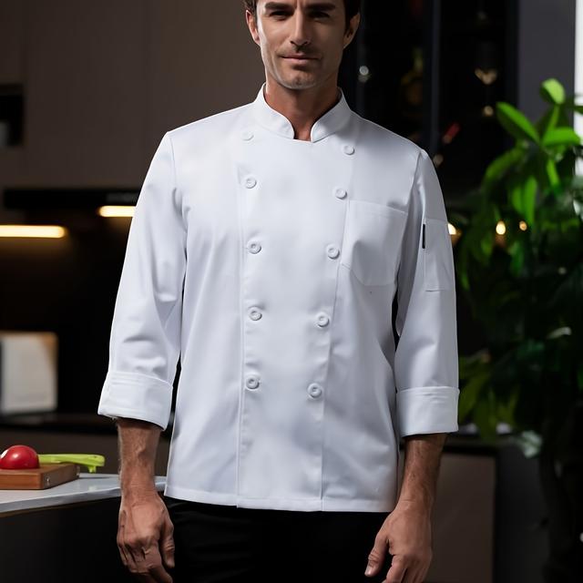 TEMU 's Long Sleeve Double-breasted Decorative Chef Coat