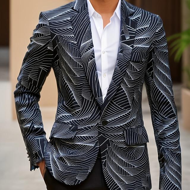 TEMU Western Men's Suit With Middle Eastern Wave Patterns