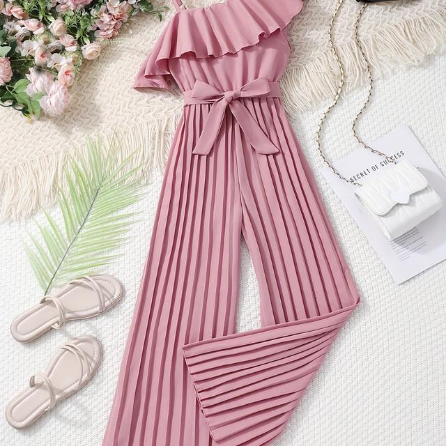 TEMU Summer Casual Vacation Pleated Jumpsuit For, For Outdoor