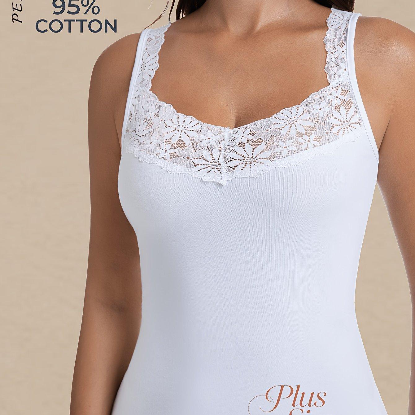 TEMU Knight Times Brand, Women's Lace Camisole Vest, 1pc, Plus Size, 95%, Suitable For Work, Sleep, Daily Use, Elegant, Comfortable, Fashionable And Casual, Easter Gift