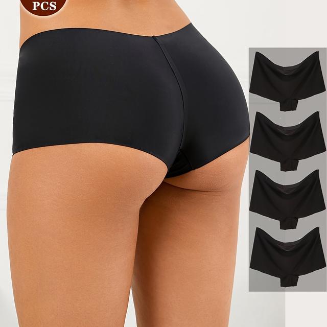 TEMU 4er Set - Ultrakomfortable, nahtlose Boyshorts in Unifarben - Weiche, feuchtigkeitsableitende Unterwäsche - Glatte Passform Boxershorts für Damen Dessous Kollektion - Alltags Wardrobe Essential
