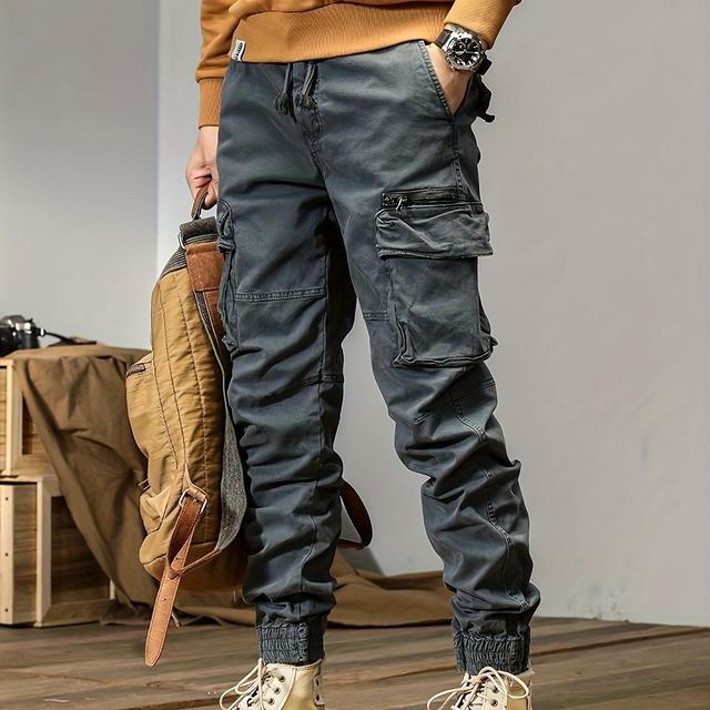 TEMU Herren Cargo-Hose 9366 – Langlebige Arbeitskleidung mit mehreren , Regular Fit Freizeithosen für Outdoor & , Uni-Farben, Funktionshosen, Praktische