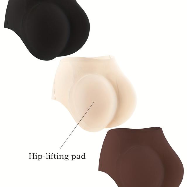 TEMU ¡Pack de 3 piezas! Ropa interior glúteos para mujer, calzones de color liso sin costuras, glúteos engrosados y , shorts y transpirables sin pegamento