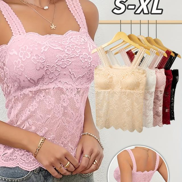 TEMU Set van 5 Dames Kanten Hol Design Sexy Camisoles, Ademend, Mouwloos, Stijlvol, Europese en Amerikaanse Stijl, Slim Fit met Hoge Elasticiteit