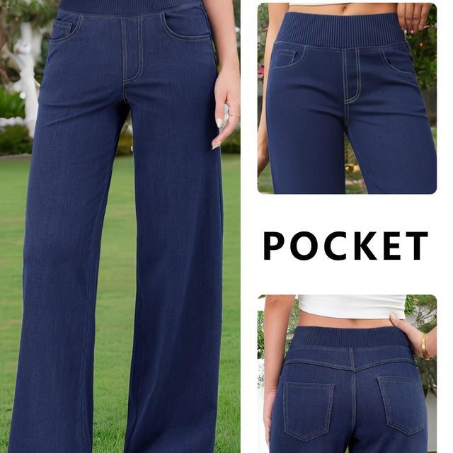 TEMU Új érkezés; Rugalmas derék; Farmernadrág; Női; Egyenes szárú; Széles szárú; Új stílus; Nyúlékony; Magas derekú; Sokoldalú nadrág