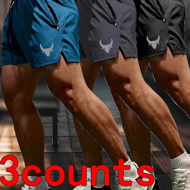 TEMU : A Set Of 3 Men's Stylish Solid Shorts With A Drawstring, Designed For Beach And Suitable For Outdoor Sports And Casual Wear