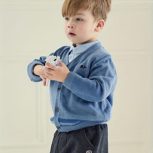 TEMU سترة كارديجان للأولاد من ديفيد بيللا، قمة محبوكة أنيقة للأطفال، مجموعة جديدة لفصل .