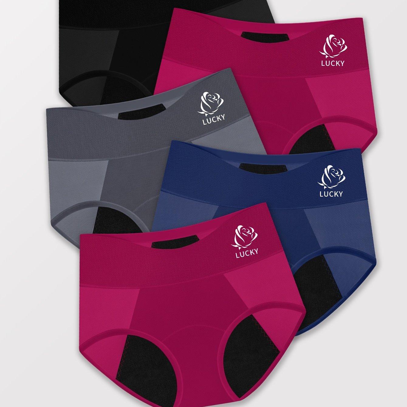 TEMU Miotan Women's Plus Size 5xl+ High-waisted Period Panties - 5pcs Pack Leakage-proof Nylon Underwear, Menstrual For Women (0xl-5xl)