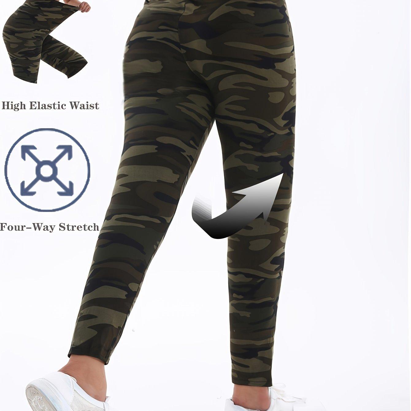 TEMU Elegant Fashion Elastic Waist Hip-lifting Yoga Leggings Sports Style Tights Woman Running Pants Camouflage Pattern Gym Fitness Skinny Trousers