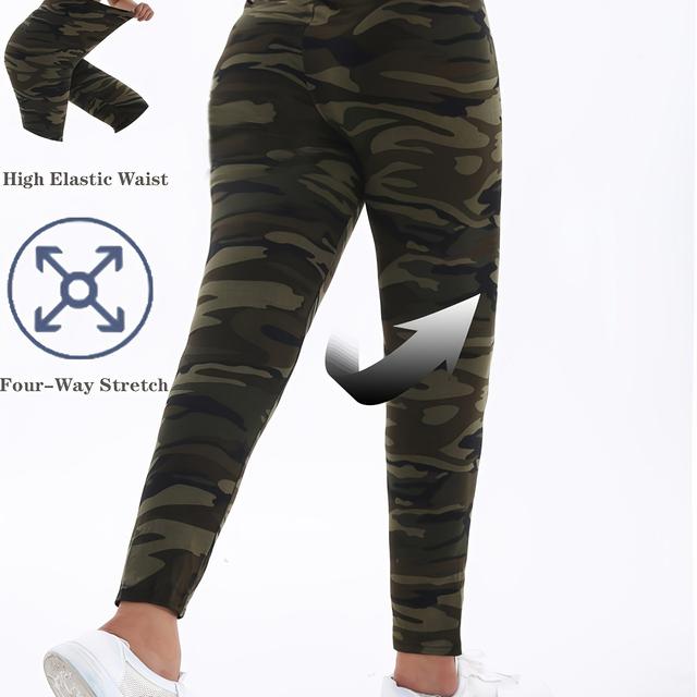 TEMU Elegant Fashion Elastic Waist Hip-lifting Yoga Leggings Sports Style Tights Woman Running Pants Camouflage Pattern Gym Fitness Skinny Trousers