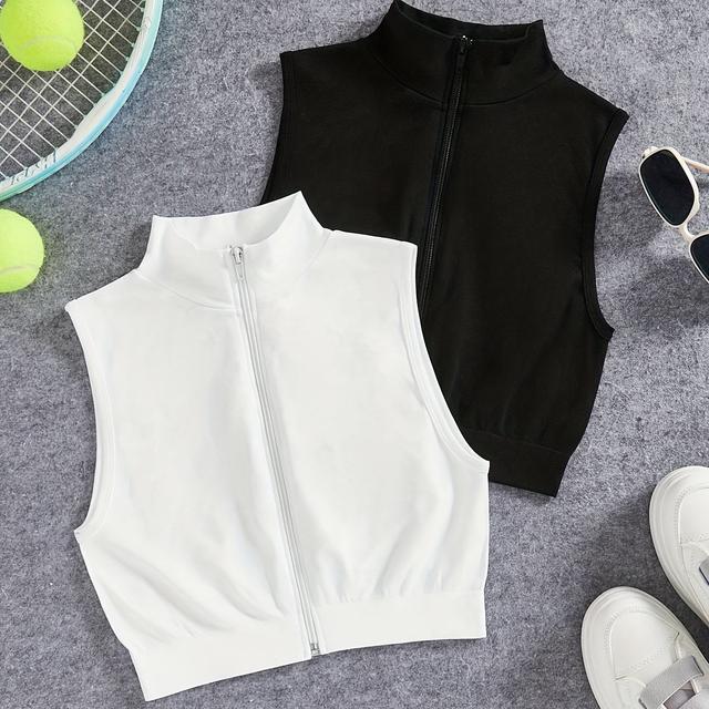 TEMU 2pcs Women' -up Sports Tank Tops - Stretchy, Non-see-through Activewear For Fitness & Training