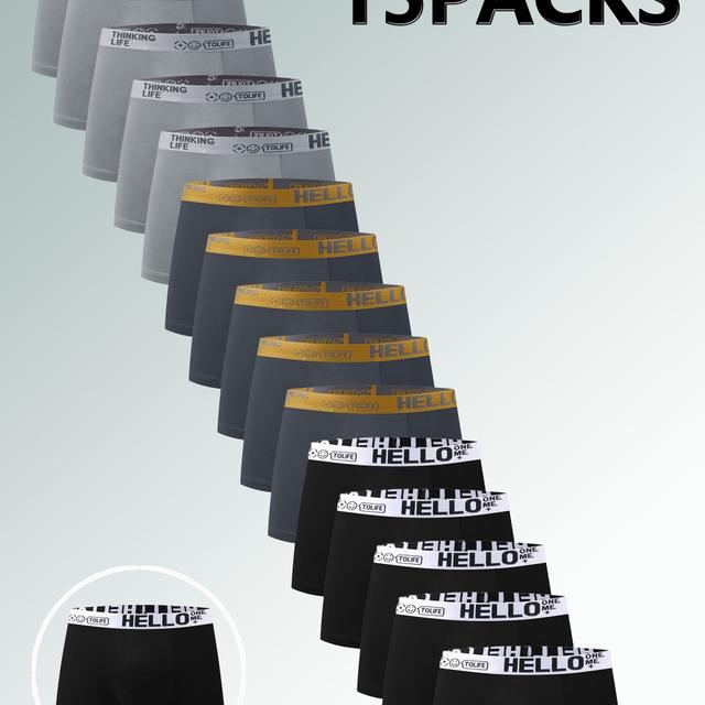 TEMU 15pcs Of Men's Flat Underwear - Polyester And Spandex Blend, Medium Stretch Knitted Fabric, Solid Color Comfortable Close Fitting Underwear, Soft And Breathable, Suitable For Teenagers To Wear