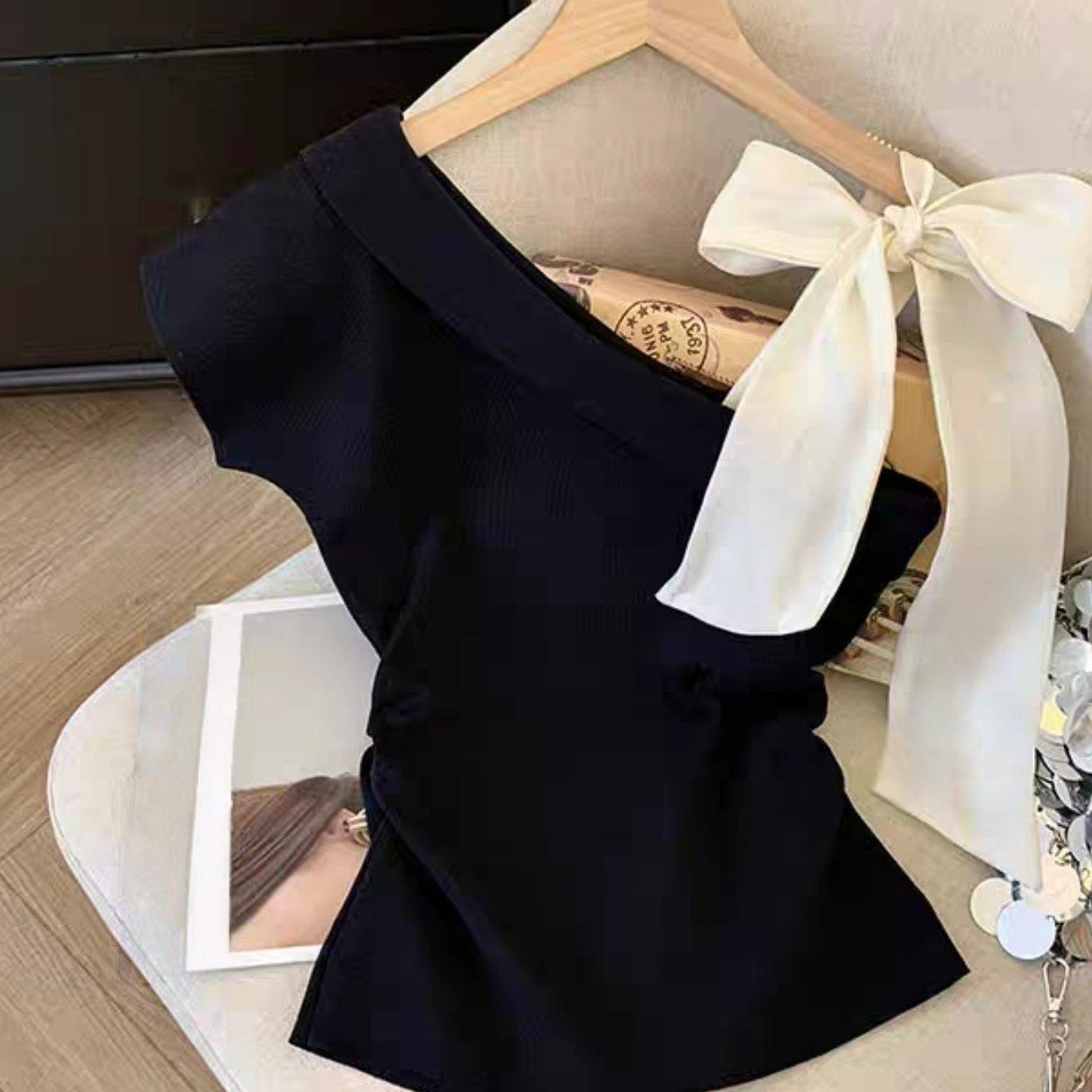 TEMU Europea y Americana de /Verano: Top Corto Ajustado de Un con de Color