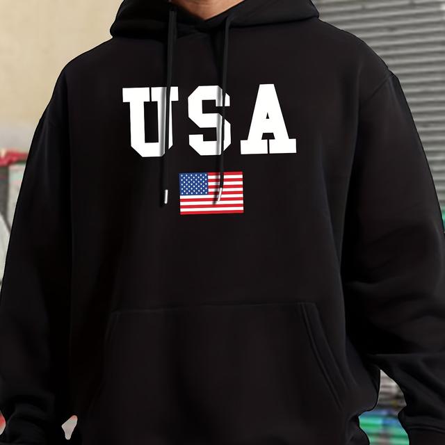 TEMU Active Hoodies Leisure Hoodies With Usa Flag Print Comfortable Hoodie For Men