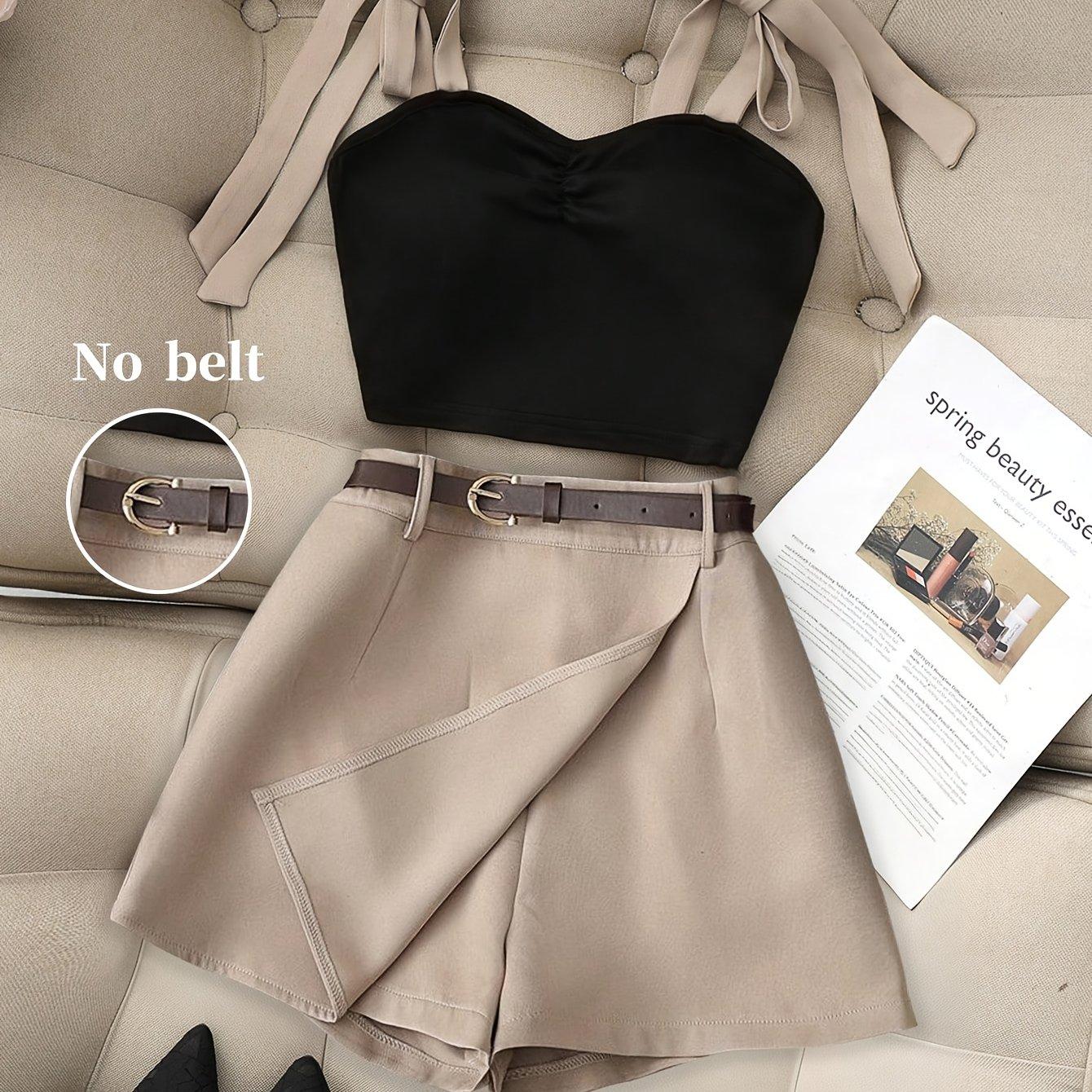 TEMU Women's Fashion Casual Camisole And Shorts Set. Includes Only The Camisole And Shorts, Accessories