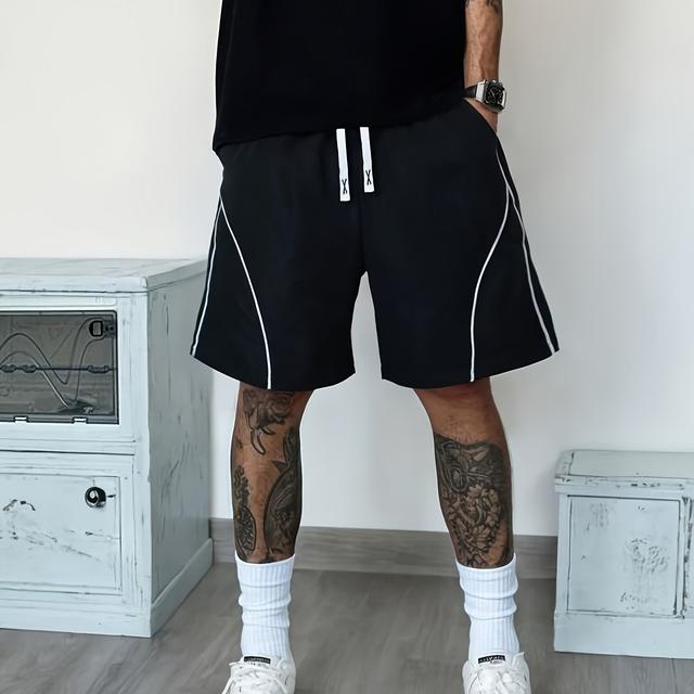 TEMU 남성 캐주얼 스포츠 반바지 | 속건성, 신축성 없는 원단, 단색, 헬스, 학교 및 여름 해변에 적합