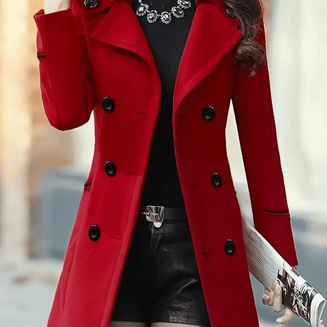 TEMU Abrigo de Mujer con Solapa de Botón, Elegante Chaqueta de Larga con Estilo, Ropa de Otoño e Invierno, Limpieza , , Abrigo Casual para Exteriores