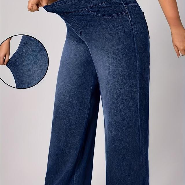 TEMU Jeans de elásticos de cintura para mujer | Casual, para todas , de pierna ancha, elegantes, con bolsillos