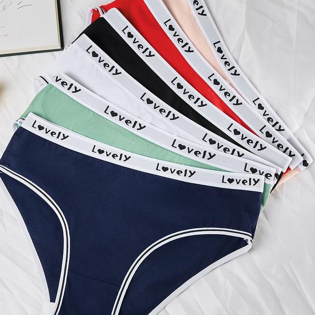TEMU 1pc Women's Panties, Random Color Delivery, Solid Color Letter Print Minimalist Triangle Briefs, Comfortable High Elasticity 's Underwear