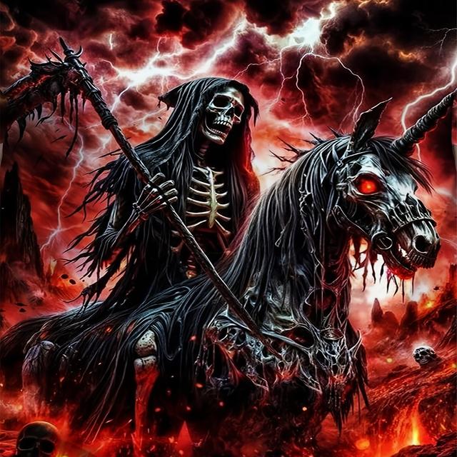 TEMU Fashionable Oversized T-shirt Featuring A Reaper With A Riding A Skeleton Horse, Plus Size