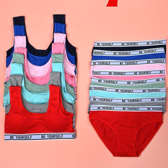 TEMU 1 Set Of Random Suit Solid Color Underwear, Cute Vest, Fashionable Trendy Briefs, Suitable For 12-13 Years Old