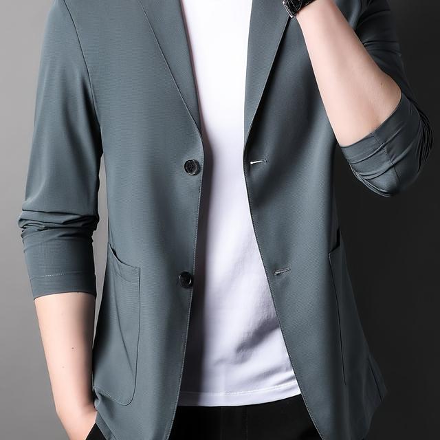 TEMU Chaqueta de Traje para Hombre 2025 - Regalo de Navidad, Color Sólido para Primavera/Verano, Ideal para Reuniones al Aire Libre, Ocio en Casa, Banquetes, Traje Esencial para Hombres