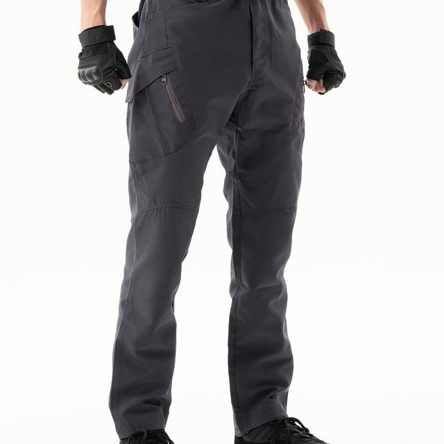 TEMU Men's Tactical Cargo Pants, Large Capacity Lightweight Hiking & Outdoor Work Pants With Multiple Pockets, Solid Color, Non-stretch Fabric, Regular Fit For Adults